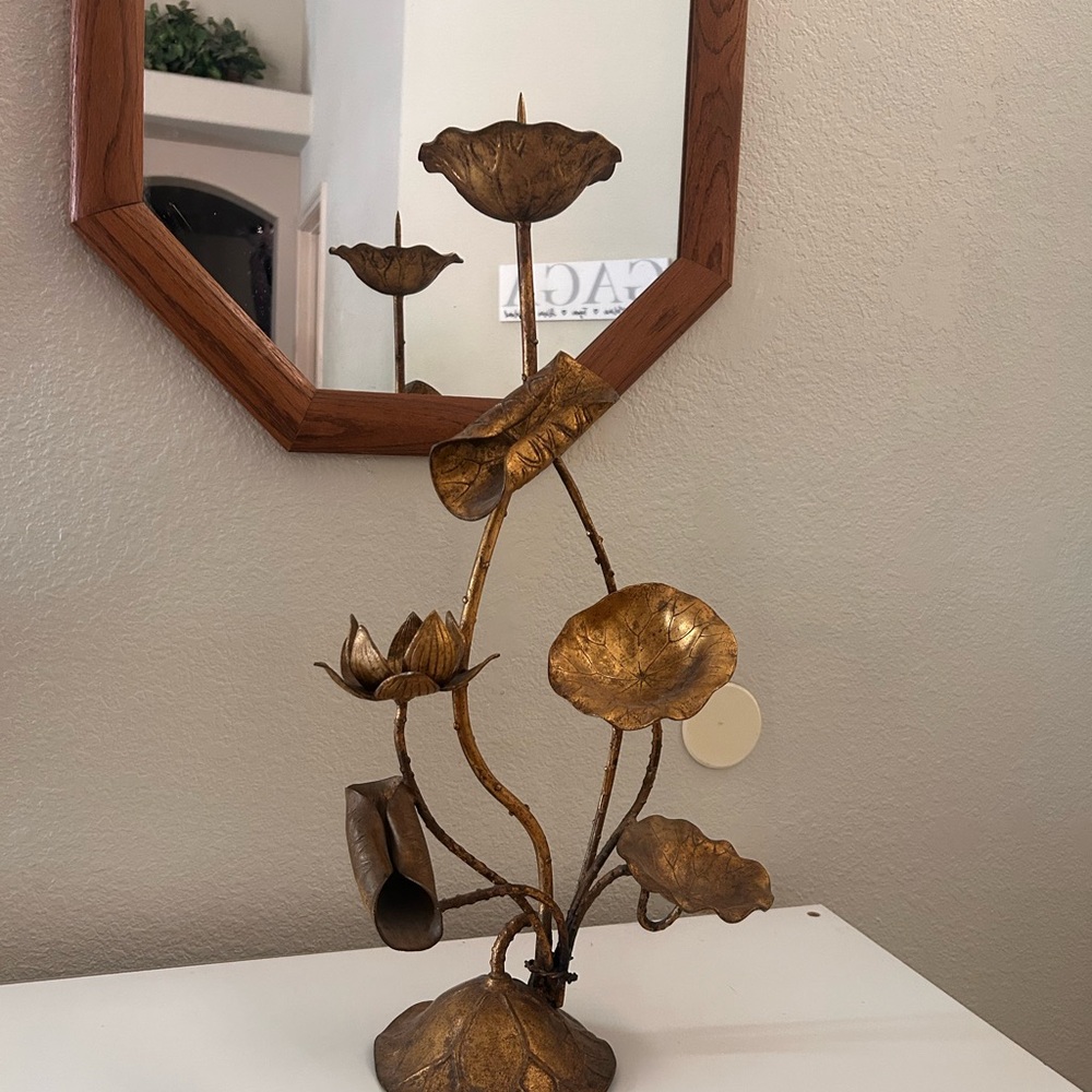 Gold Metal Lotus Flower Sculpture